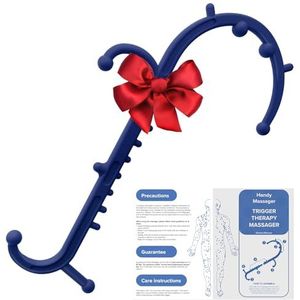 Handheld triggerpoint massagegereedschap, rug- en nekmassageapparaat voor zelfmassage, massagestok voor het hele lichaam, massagestok voor pijnverlichting (donkermarineblauw)