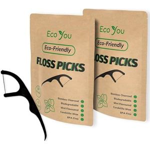 EcoYou | Biologisch afbreekbare floss picks | 100 stuks (Pack van 2) | Floss Sticks Dental | Bamboe Floss | Flossing Sticks Pick