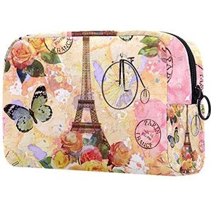 met rits Travel Cosmetic Organizer Makeup Bag Eiffeltoren Vintage voor Dames Toilettassen