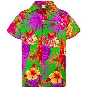 Funky Hawaiiaans Overhemd, Hawaii-Overhemd, Korte Mouw, Pineapple, Groen, XL