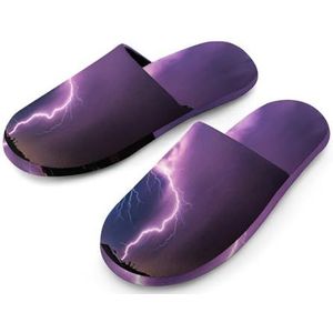 Thunderbolt Storm Pantoffels voor dames, met volledige print, warme anti-slip rubberen zool, huisschoenen voor binnenhotel 36-37 (5,5-6)