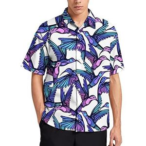Kleurrijke kolibries Hawaiiaanse shirt voor mannen zomer strand casual korte mouw button down shirts met zak
