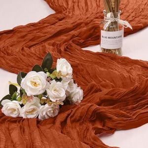 4-pack kaasdoek tafelloper, gaas semi-transparante achtergrond draperie stof for bruiloft vakantie feest bruidsdouche decoratie(Terracotta)