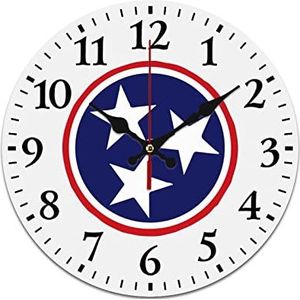 Amerikaanse Tennessee Vlag Wandklok, Stil, niet-tikkend, werkt op batterijen, gemakkelijk af te lezen klok voor thuiskantoor, woonkamerdecoratie