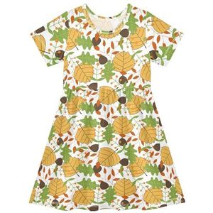 LI ZHI XIN Meisjesjurk kinderen kinderen zomer korte mouw ronde hals casual jurken voor leeftijd 2-8 tropische boombladeren, Meerkleurig, 2 jaar