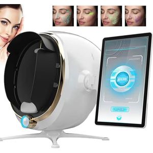 8 In 1 Al Huidanalysator, 13,3 Inch 36 Miljoen Pixels 3D Huidscanner Huidanalysemachine, 8 Spectrale Analyse/ 14 Indicatoren/Cloud Computing Opslag, voor Salons & Spa's,White