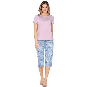 e.Femme® Dames pyjama Nicole II 945, 50% katoen en 50% modal, oudroze/print, 42