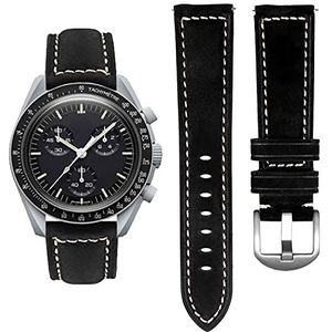 Stanchev Bandje voor Omega x Swatch MoonSwatch/Rolex horloge/SEIKO horloge 20 mm, echt leren Omega X Swatch MoonSwatch Speedmaster vervangend horlogebandje, 20mm, Geen edelsteen