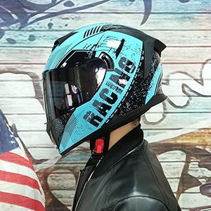 Motorhelm, Motorrijder Integraalhelm Motorfiets Scooter Heren Dames Crash Sport Racen Touring ECE Goedgekeurde Helm F,M=57-58CM(E,XL=6162CM)