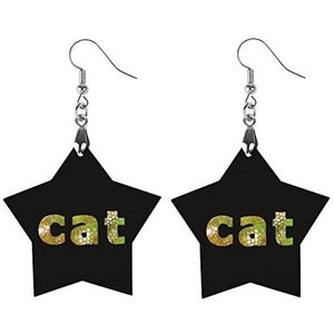 I Like My Cat Mode Leuke Oorbellen Grappig Geschilderd Houten Sieraden Geschenken voor Vrouwen Abrikoos Vormige