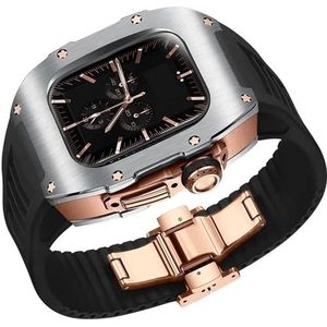 VELORE Titanium horlogekast en fluor rubberen horlogeband mod kit, voor Apple Watch SE 6 7 8 40 mm 41 mm vervangende cover band Iwatch doe-het-zelf sport rubberen horlogeband, 40MM, agaat