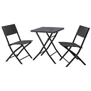 SVITA - Polyrattan Bistroset - Zwart - Kunststof - Set van 3 incl. 2 Stoelen en 1 Tafel