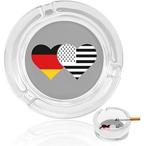 Duitse En Amerikaanse Zwarte Vlag Glas Asbak Indoor Outdoor Wasbare Eenvoudige Ronde Asbakken Gift Voor Mannen