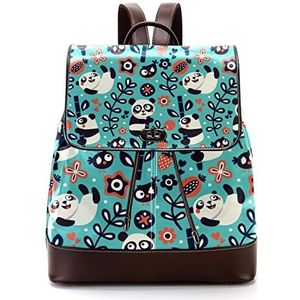 Panda bamboe bloem gepersonaliseerde schooltassen boekentassen voor tiener, Meerkleurig, 27x12.3x32cm, Rugzak Rugzakken