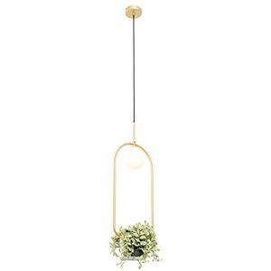 QAZQA - Art Deco Art deco hanglamp goud met wit glas - Isabella | Woonkamer | Slaapkamer | Keuken - Staal Ovaal - G9 Geschikt voor LED - Max. 1 x 5 Watt