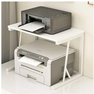 Tafel voor Printer Printerkastje 2-laags Printerstandaard Desktopprintertafel Stalen Frame Printerrek Opbergrek Kantoor Thuisprinterrek Printertafel Printerstandaard(57 * 34 * 38cm)