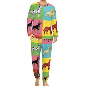 Set van hond comfortabele heren pyjama set ronde hals lange mouwen loungewear met zakken S