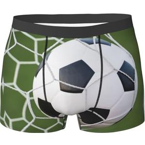 ZJYAGZX Voetbal Print Heren Zachte Boxer Slips Shorts Viscose Trunk Pack Vochtafvoerend Heren Ondergoed, Zwart, XL