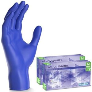 ARNOMED wegwerphandschoenen donkerblauw, wegwerphandschoenen M, nitril handschoenen met 200 stuks per doos, poedervrij, latexvrije rubber handschoenen, verkrijgbaar in S, M, L & XL