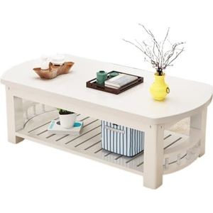 Moderne Woonkamertafel Salontafel Chinese Stijl Woonkamer Thuis Dubbellaags Theetafel Kantoor Salontafel Eenvoudige Rechthoekige Thee Koffietafel(White,XL)