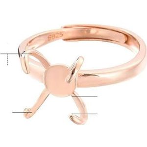 925 sterling zilver 4 klauwen ring blanks verstelbare ringbasis voor 12 mm onregelmatige edelstenen cabochon instelling ring sieraden maken-rosé goud