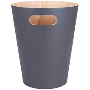Vuilnisbakken voor binnen Creative Vuilnisbak huis Living Room Hotel zonder deksel Ronde Trash Box Houten Office bunker Paper Basket 9 x 9 x 11 Inches Vuilnisbak voor binnen(Gris)