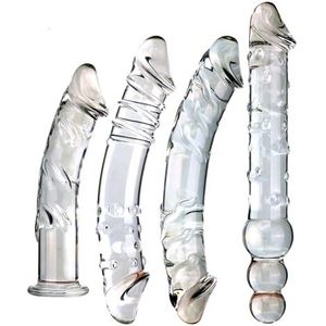 GOYOUTON Glazen realistische dubbele dildo's Transparante anale kralen Grote glazen anale buttplug Anale kralen Transparante penis G-spot Masturberen Seks Volwassen spelletjes Speelgoed for koppels Vr