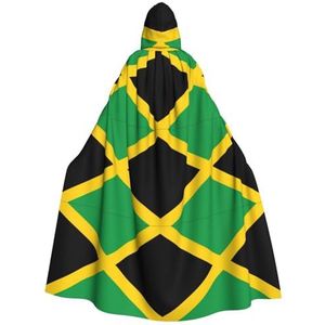 Bxzpzplj Vlag van Jamaica Print Mystieke Hooded Mantel voor Mannen & Vrouwen, Halloween, Cosplay En Carnaval, 185 cm