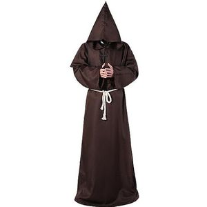 Luxylei Tovenaarskostuum Halloween cosplay kostuum middeleeuwse mantel met capuchon monnik broeder gewaad priester kostuum oude kleding pak