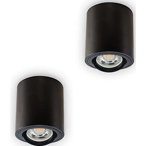 INNOVATE® LED-opbouwspot - 35° draaibare opbouwlamp - compacte opbouw plafondspot - moderne IP20 opbouwspot GU10 fitting - plat downlight excl. lamp (2 stuks, zwart rond)