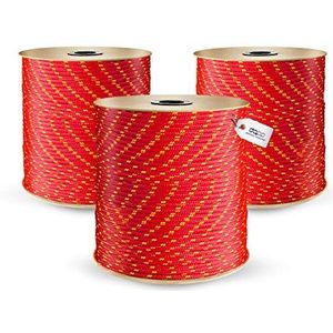 POLYPROPYLENtouw rood polypropyleen touw touw touw PP gevlochten lijn textielkabel riempsnoer lijn koord vastmaker Rope kunststof touw polytouw gevlochten 10mm 70 m.