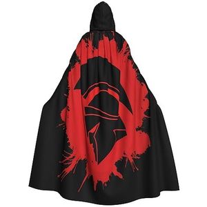 OPSREY Spartaanse Krijger Helm Gedrukt Volwassen Hooded Poncho Volledige Lengte Mantel Gewaad Party Decoratie Accessoires