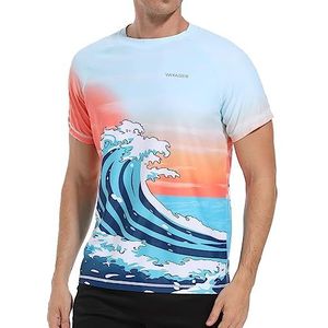 VAYAGER Heren UV-shirt Rash Guard T-shirt Zwemshirt UPF 50+ Badshirts, Sneldrogend, Losse pasvorm, Watersurfshirt