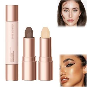 No Limits Cream Bronzer Stick, No Limits Contour Stick, Creamy Sculpting Double Headed Makeup Contour Stick Long Lasting & Waterproof Face Brighten (ColorA)