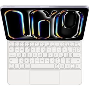 GUPENAA Toetsenbordhoes voor iPad Pro 11'' (M4) 2024, Magische Zwevende Cantileverstandaard, 7 Kleuren Achtergrondverlichting, Ingebouwd trackpad,Wit,German