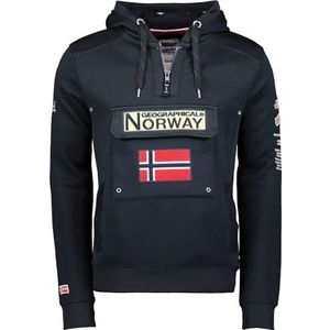 Geographical Norway - Sweatshirt - Donkerblauw - Heren - Met Capuchon en Halve Ritssluiting