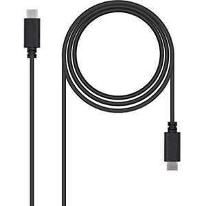 NanoCable 10.01.2302 USB-C naar USB-C kabel, hoofdgebruik voor mobiele telefoons, tablets, notebooks, enz. USB 2.0 tot 3 ampère laadkabel, type C/M-C/M, mannelijk/zwart, 2 m