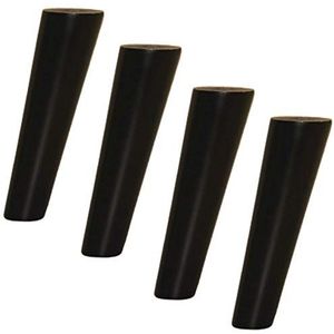 Massief houten meubelpoten, sofa voeten, Set van 4 eikenhouten schuine kegelvormige tafelpoten, kastvoeten, met montageplaat en schroeven (wit 6 cm (2,4 inch)) (Color : Black, Size : 6cm)