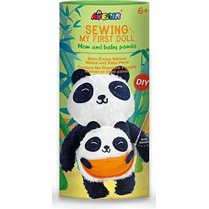 Avenir Naaiset voor het maken van een pluche dier in de vorm van een panda, 25 cm, met draden, vulling en plastic naald om te breien, vanaf 6 jaar, Avenir knutselset voor je kinderen