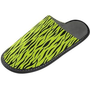LI ZHI XIN Volwassen Pluche Slippers Dames Flanel Warme Huis Schoenen Met Antislip Mens Indoor Slippers Met PVC Zool Maat 4-11 Zebra Strepen Patroon, Meerkleurig, 4/5 UK