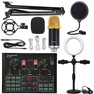 Complete podcastkit, De geluidskaart kan worden aangesloten op een computer, telefoon, headset, microfoon for het opnemen van live-uitzendingen en zang(BM900 V9 Big)