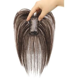 Mono Crown Haar Vervanging Donker Kant Voor Zwarte Vrouwen Haarverlies Menselijk Haar Clip In Toupee Recht, 7x8cm, 15cm Donkerbruin