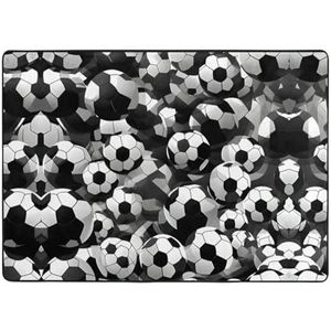EdWal Zwart en wit voetbal patroon print groot tapijt, flanel mat, indoor vloer tapijt tapijt, voor nachtkastje eetkamer decor 203x148 cm