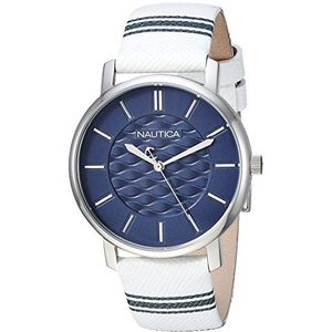 Nautica Dames 'Coral Gables' Quartz roestvrij staal en nylon casual horloge, kleur: wit (model: NAPCGS002), Wit, armband