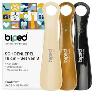 biped 3-delige set schoenlepels kunststof 18 cm – Mini reis schoenlepels ergonomisch gevormd – Handig hulpmiddel voor kinderen en volwassenen z1570(noble cream)