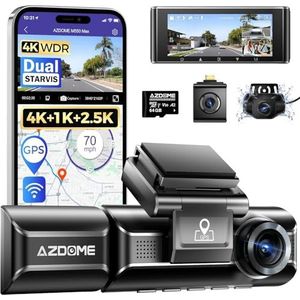 AZDOME M550 MAX dashcam 4K met 3 kanalen, autocamera met GPS, wifi, voorzijde 4K + binnen 1080p + achter 2,5 K, IPS-display 3,19 inch, nachtzicht, SD 64 GB