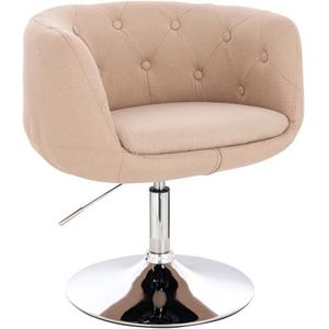 SVITA Panama Retro Loungestoel, beklede stoel, cocktailstoel, schotelvoet, metaal, stoffen bekleding, beige