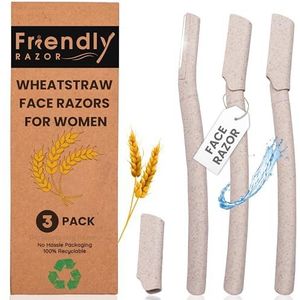 Friendly Razor Eco Eyebrow Dermaplaning Razor Women Biodegradable WheatStraw Facial Hair Remover Peach Fuzz Face Ecofriendly 3 Shaver Shaper Womens Blades Lip Hair Exfoliation Tool Ladies Razors