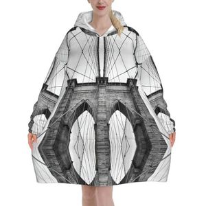 Oversized Brooklyn Bridge Hoodies Vrouwen Uk Pluizige Deken Hoodie Sherpa Vrouwen Fleece Draagbare Deken Mannen