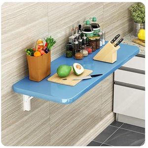 Wandtafel Inklapbaar，Drijvend Wandbureau，Wasserij Klaptafel，Wandbureau Neerklapbaar，Drijvend Kaartbureau，Bespaar Ruimte, Geschikt Voor Keukens En Balkons(Blue,100 * 40cm/39.3 * 15.7in)